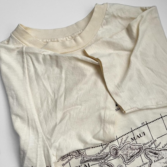 Mens Chart of the Hawaiian Isles Vintage Single Stitch Tee Shirt Cream - Picture 4 of 5